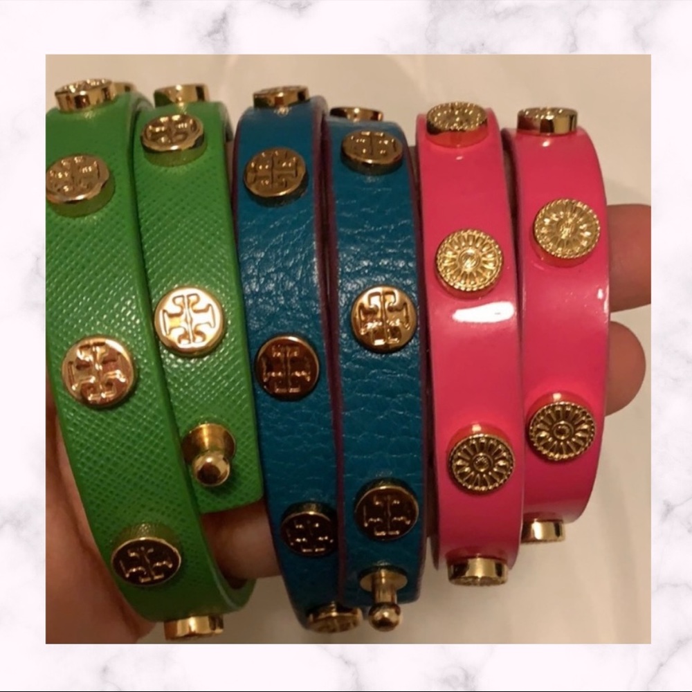 Tory Burch gold leather bracelets